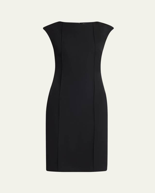 Pintuck Sleeveless Crepe Day Dress